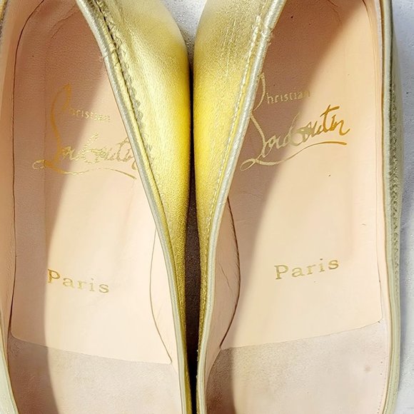 Christian LOUBOUTIN Gold Leather Ballet Style Flats 36 - Picture 6 of 8